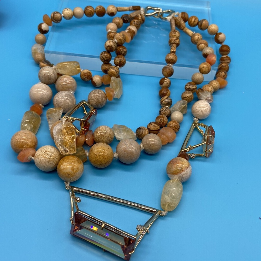 Triple Strand Statement Necklace - Picture 3 of 5